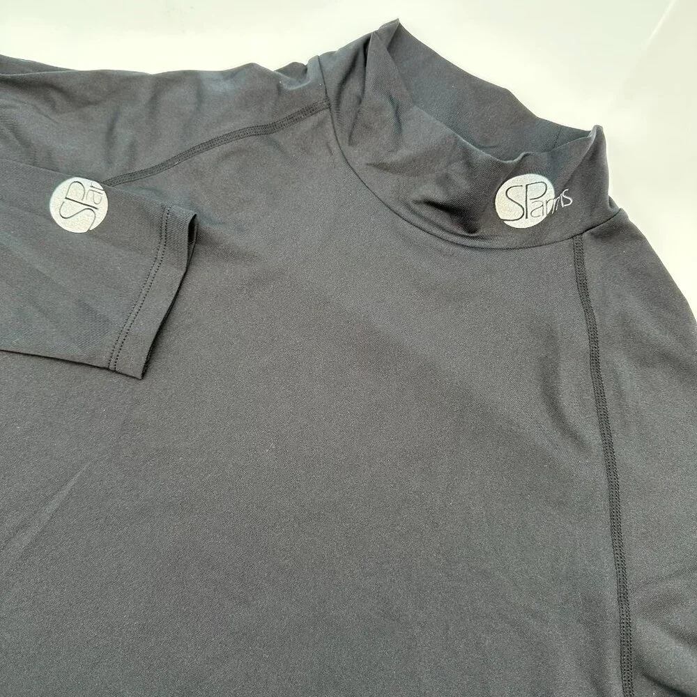 SParms Men's High Neck Sun Protection Breathable‎ Body Shirt, Size Large, Black